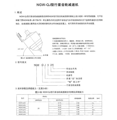 NGW-QJ型行程减速机参数